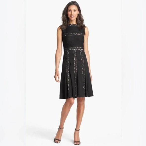 Tadashi Shoji Dresses & Skirts - Tadashi Shoji Black Midi Dress with Lace Accents